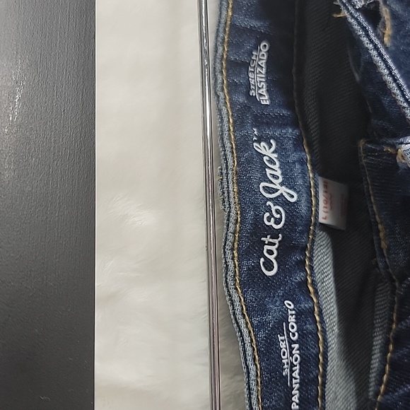 Cat & Jack Girls Blue Jean Shorts Adjustable Waist Size L 10/12 - Picture 3 of 4